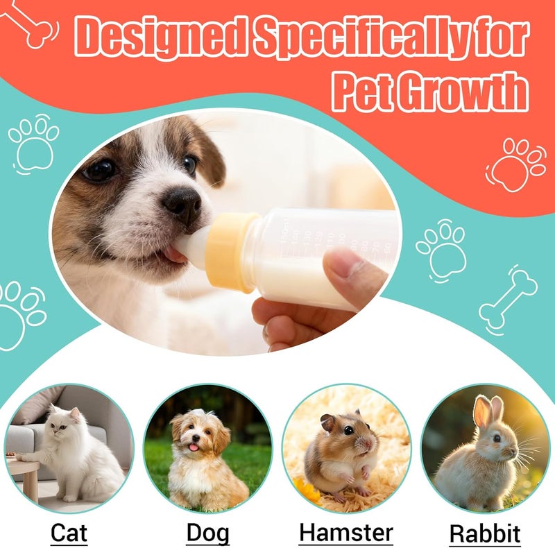 DEMORA Kitten Bottle Feeding Kit, Graduated Nursing Feeding Bottles for Pet Kitten Puppy Hamster Rabbit with Two Kinds of Replaceable Nipples Feeder (Clear, 5 oz) - Image 4